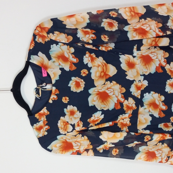 Betsey Johnson Floral Tie Back Dress Navy Size 4 - Picture 3 of 8